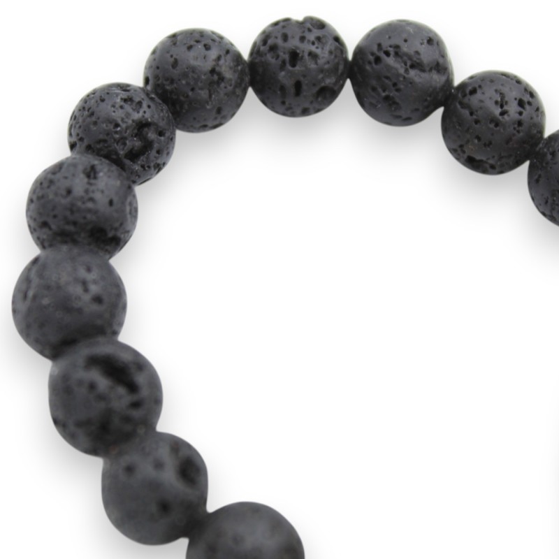 Pulsera con esferas de piedra volcánica, de aprox. 18 cm de largo. Cabeza de moro siciliano, cerámica de Caltagirone, es