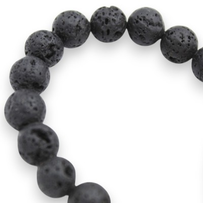 Pulsera con esferas de piedra volcánica, de aprox. 18 cm de largo. Cabeza de moro siciliano, cerámica de Caltagirone, es