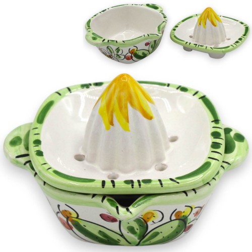 Caltagirone keramische citruspers, L 13 x h 9 cm ca. (1 stuk) diverse kleurmogelijkheden, willekeurige decoratie -  2