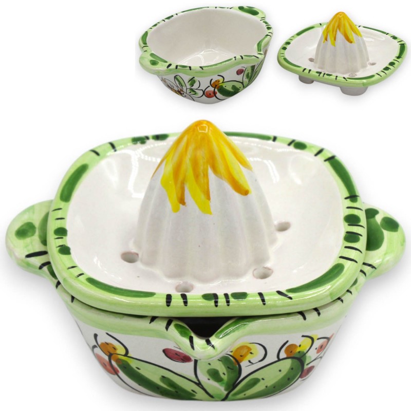 Caltagirone keramische citruspers, L 13 x h 9 cm ca. (1 stuk) diverse kleurmogelijkheden, willekeurige decoratie - 