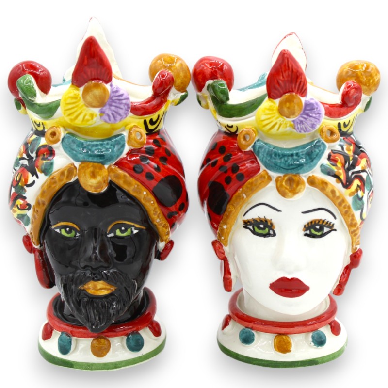 Cabezas de Moro Caltagirone h 17 cm aprox. Serie ÉLITE, decoración de carro siciliano MD1 - 