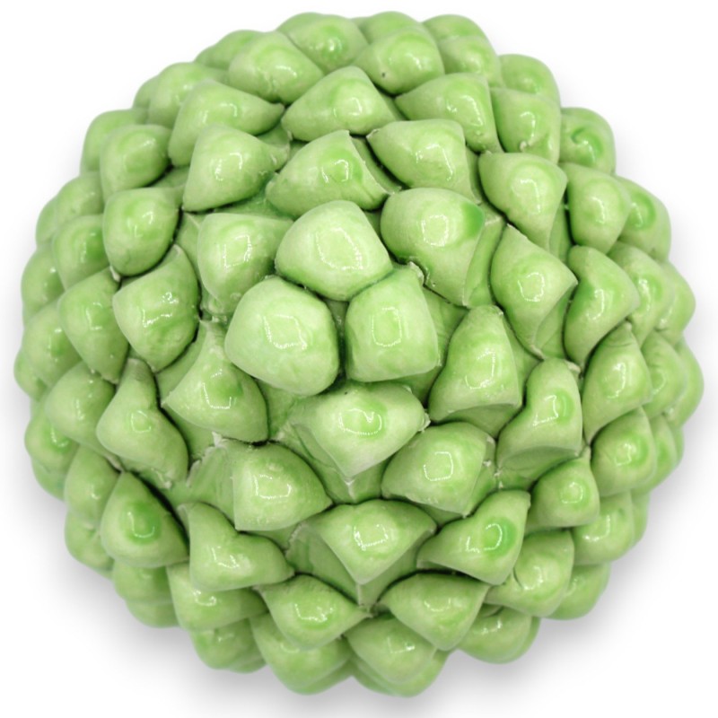 Pigna Siciliana ceramica Caltagirone, h 20 / 22 cm ca. (1Unità) Verde chiaro, con gambo decoro casuale - 