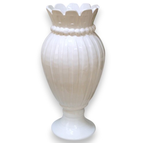 Vase Corona à rainures, céramique fine, environ 47 x 22 cm. Blanc - 