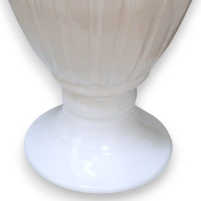 Corona Vase mit Rillen, Feinkeramik, ca. 47 x 22 cm. Weiß - 