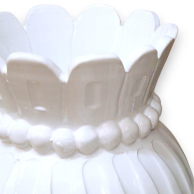 Vase Corona à rainures, céramique fine, environ 47 x 22 cm. Blanc - 