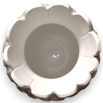 Vaso Corona con scanalature, pregiata ceramica, h 47 x 22 cm ca. Bianco - 