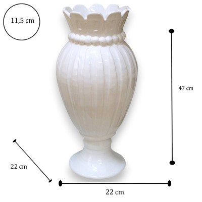 Vase Corona à rainures, céramique fine, environ 47 x 22 cm. Blanc - 