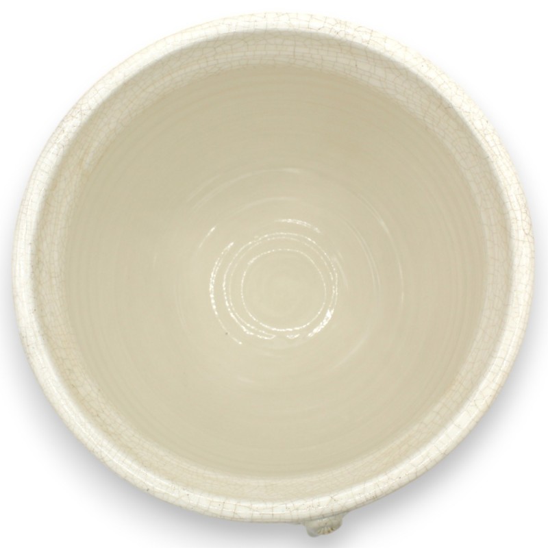 Vaso para plantas Cachepot com corda, feito de cerâmica de alta qualidade, aprox. Ø 30 x A 27 cm. Branco antigo - 