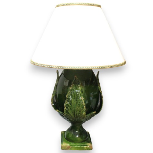Pumo-lampa i fin keramik, ca 70 x 45 cm. Grön med antik effekt. - 