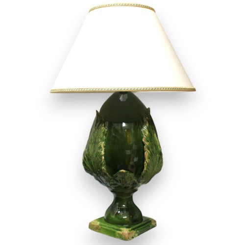 Pumo lamp van fijn keramiek, ca. 70 x 45 cm. Groen met antiek effect. -  2