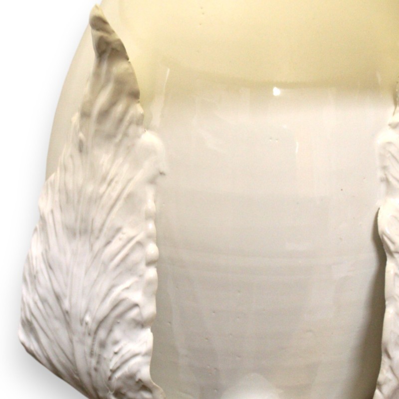 Pumo-Lampe aus feiner Keramik, H 70 x 45 cm ca. Glänzend weiße Emaille - 
