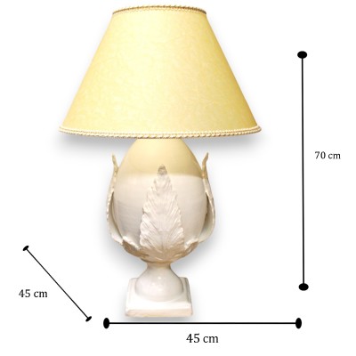 Pumo lamp in fijn keramiek, h 70 x ca. 45 cm. Glanzend wit emaille. - 