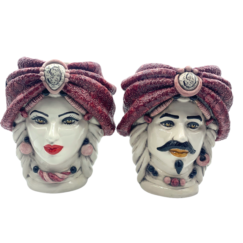 Pair of Caltagirone with turban height (ang.). 27 cm - 