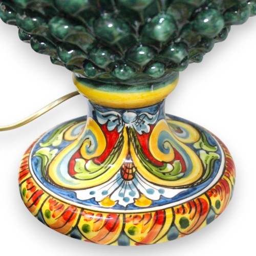 Caltagirone keramiklampa i tallkotte, ca 75 cm hög. Ärgröna, flerfärgad stång och mångdekoration. -  2