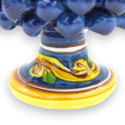 Jarrón de cerámica de Caltagirone con forma de media piña, Ø 12 x 9 cm aprox. (1 unidad) Azul antiguo, decoración aleato