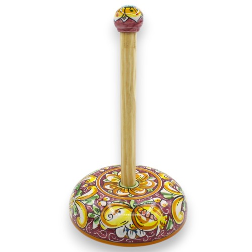 Keukenrolhouder, Caltagirone keramiek, h 32 x Ø 20 cm ca. (1 stuk) diverse kleuren, willekeurige decoratie -  2