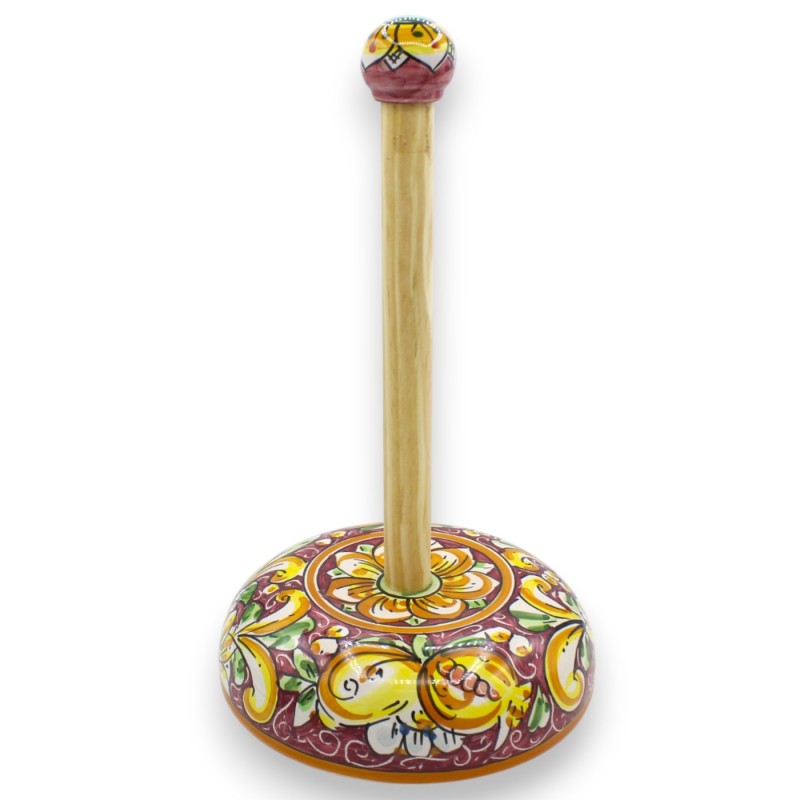 Keukenrolhouder, Caltagirone keramiek, h 32 x Ø 20 cm ca. (1 stuk) diverse kleuren, willekeurige decoratie - 