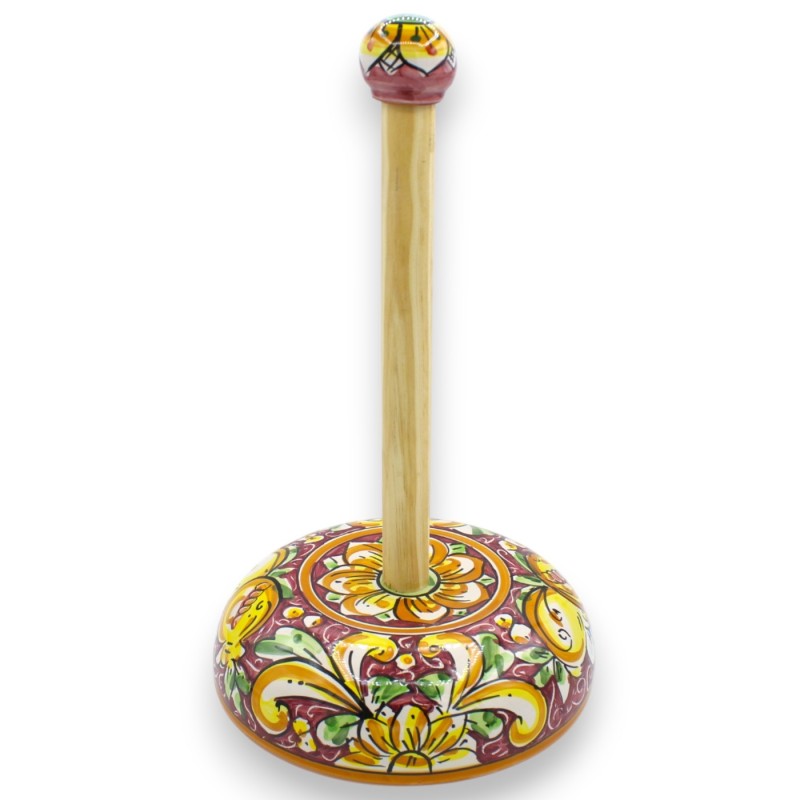 Küchenrollenhalter, Caltagirone-Keramik, H 32 x Ø 20 cm ca. (1 Stück) verschiedene Farben, zufällige Dekoration - 