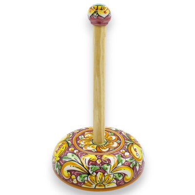 Kitchen roll holder, Caltagirone ceramic, h 32 x Ø 20 cm approx. (1 unit) various colours, random decoration - 