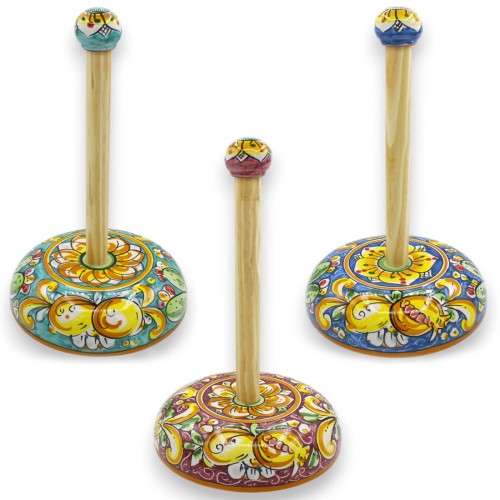 Keukenrolhouder, Caltagirone keramiek, h 32 x Ø 20 cm ca. (1 stuk) diverse kleuren, willekeurige decoratie - 
