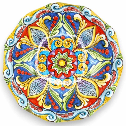 Scalloped centerpiece, Caltagirone keramiek, twee maatopties (1 stuk) veelkleurige barokke decoratie, veelkleurige achte 2