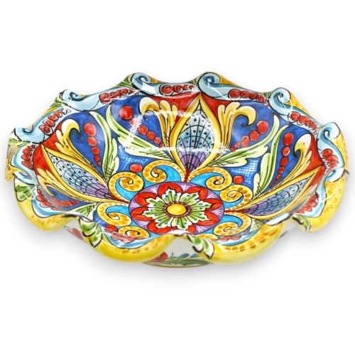 Scalloped centerpiece, Caltagirone keramiek, twee maatopties (1 stuk) veelkleurige barokke decoratie, veelkleurige achte