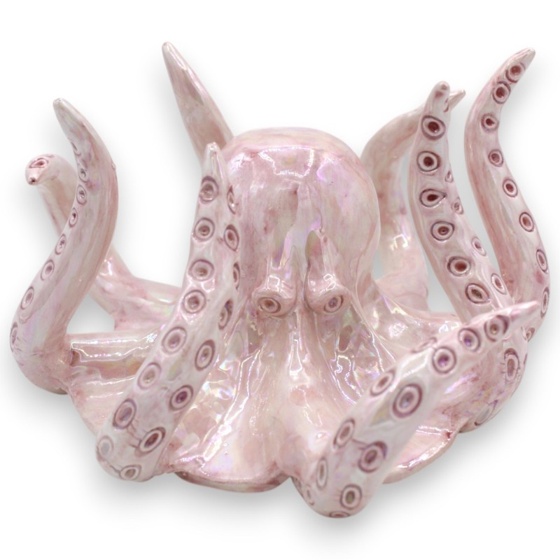 Caltagirone Ceramic Countertop Octopus, L 20 x 20 cm approx. (1 Unit) Mother-of-pearl enamel, various colour options - 