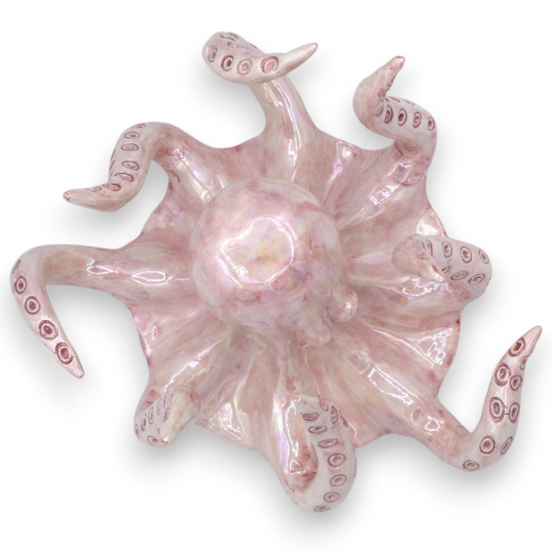 Caltagirone Ceramic Countertop Octopus, L 20 x 20 cm approx. (1 Unit) Mother-of-pearl enamel, various colour options - 
