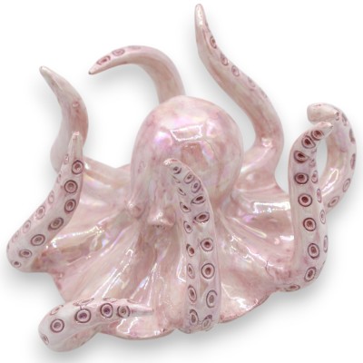 Caltagirone Ceramic Countertop Octopus, L 20 x 20 cm approx. (1 Unit) Mother-of-pearl enamel, various colour options - 