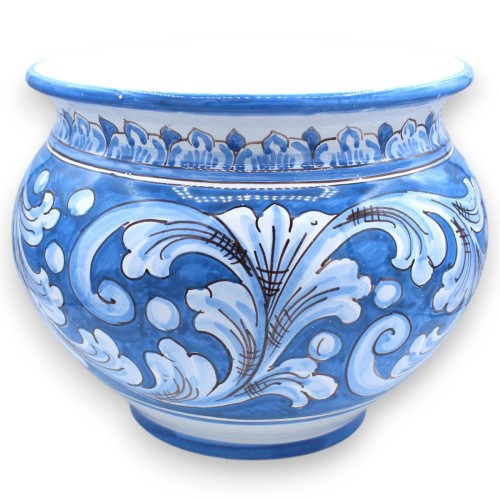 Cache-pot en céramique de Caltagirone, disponible en différentes tailles (1 unité), bleu antique, décoration baroque - 