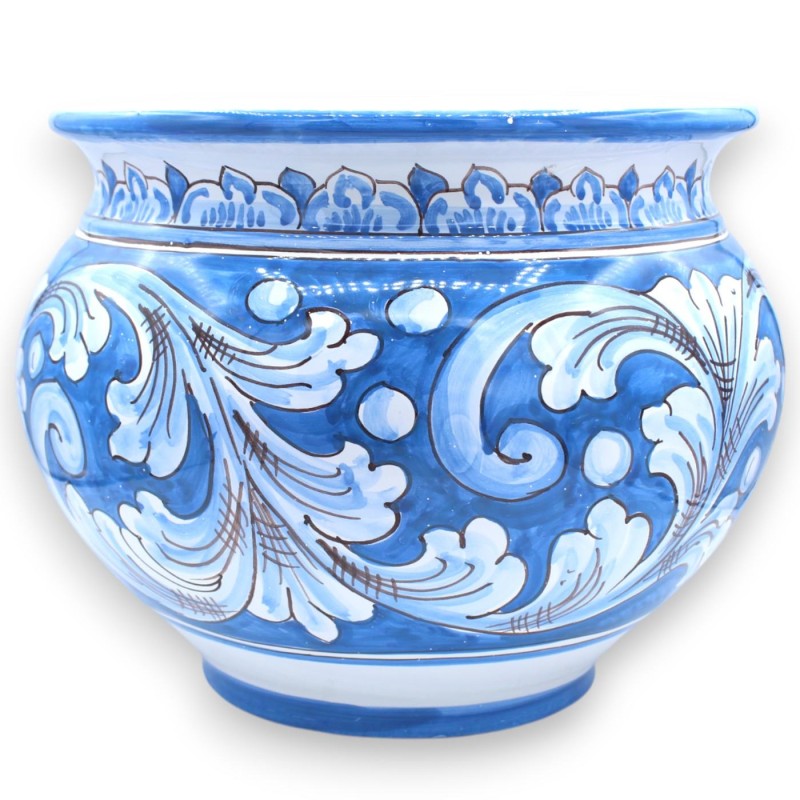 Cachepot Plantenpot, Caltagirone keramiek, in diverse maten (1 stuk) Antiekblauw, Barok decor - 