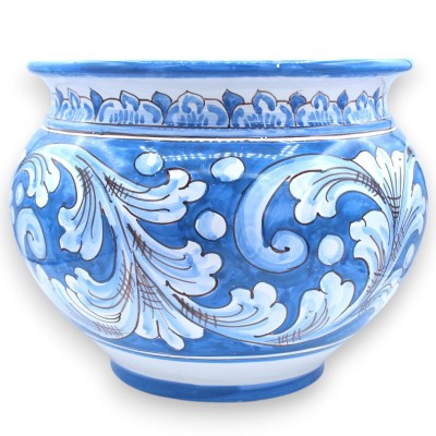 Cachepot Blumentopf, Caltagirone Keramik, in verschiedenen Größen (1 Stück) Antik Blau, Barockdekor - 