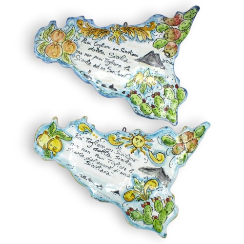 Sicilië, Caltagirone keramiek, met mannelijke of vrouwelijke spreuk, in verschillende maten (1 stuk) versierd met Sicili
