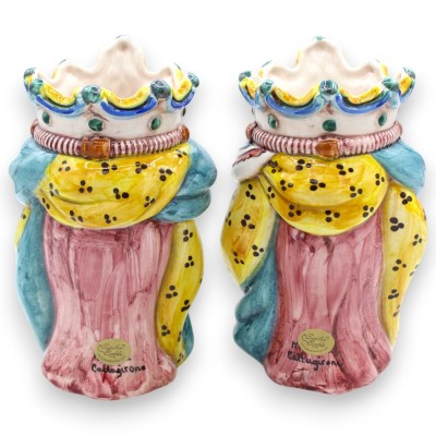 Cabezas moriscas normandas sicilianas (par) de aprox. 18 cm de altura, cerámica de Caltagirone MD12 - 
