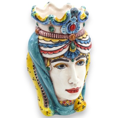 Teste di moro Siciliane Normanne (coppia) h 18 cm ca. ceramica Caltagirone MD12 - 
