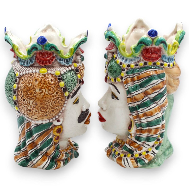Cabeças mouriscas dos Emirados Sicilianos (par) aprox. 18 cm de altura, cerâmica Caltagirone MD5 - 