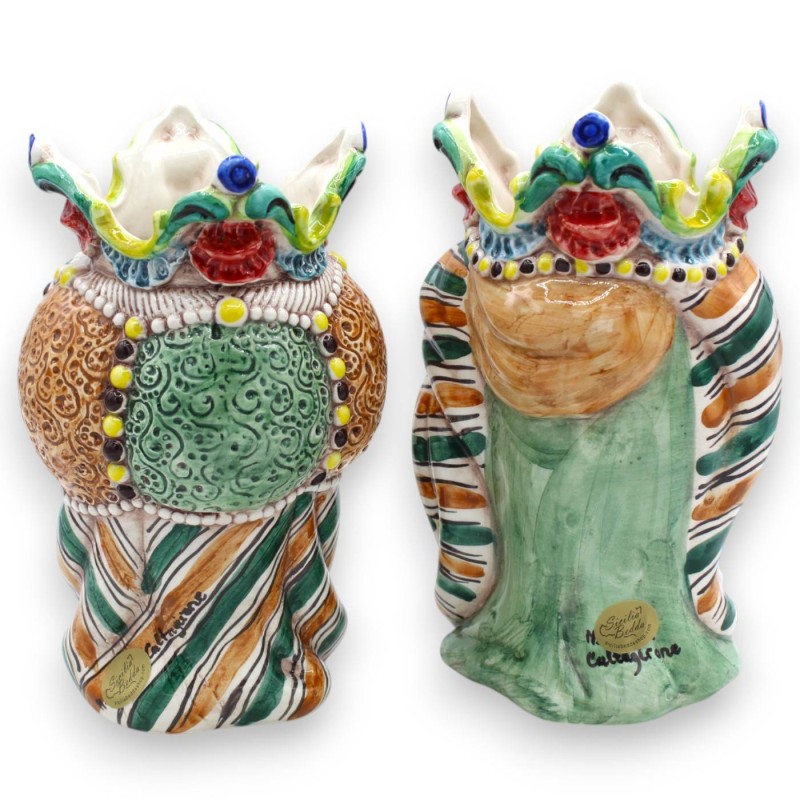 Cabeças mouriscas dos Emirados Sicilianos (par) aprox. 18 cm de altura, cerâmica Caltagirone MD5 - 