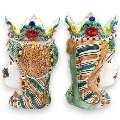Cabeças mouriscas dos Emirados Sicilianos (par) aprox. 18 cm de altura, cerâmica Caltagirone MD5 - 