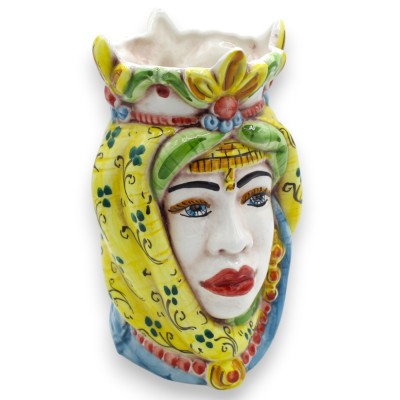 Par de cabeças mouriscas de cerâmica de Caltagirone com coroa e turbante, aprox. 18 cm de altura. MD8 - 