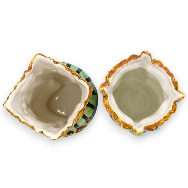 Cabeças mouriscas sicilianas com coroa e turbante (par), aprox. 18 cm de altura, cerâmica Caltagirone, MD6 - 