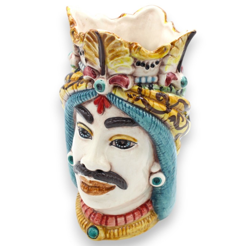 Cabeças mouriscas sicilianas com coroa e turbante (par), aprox. 18 cm de altura, cerâmica Caltagirone, MD6 - 