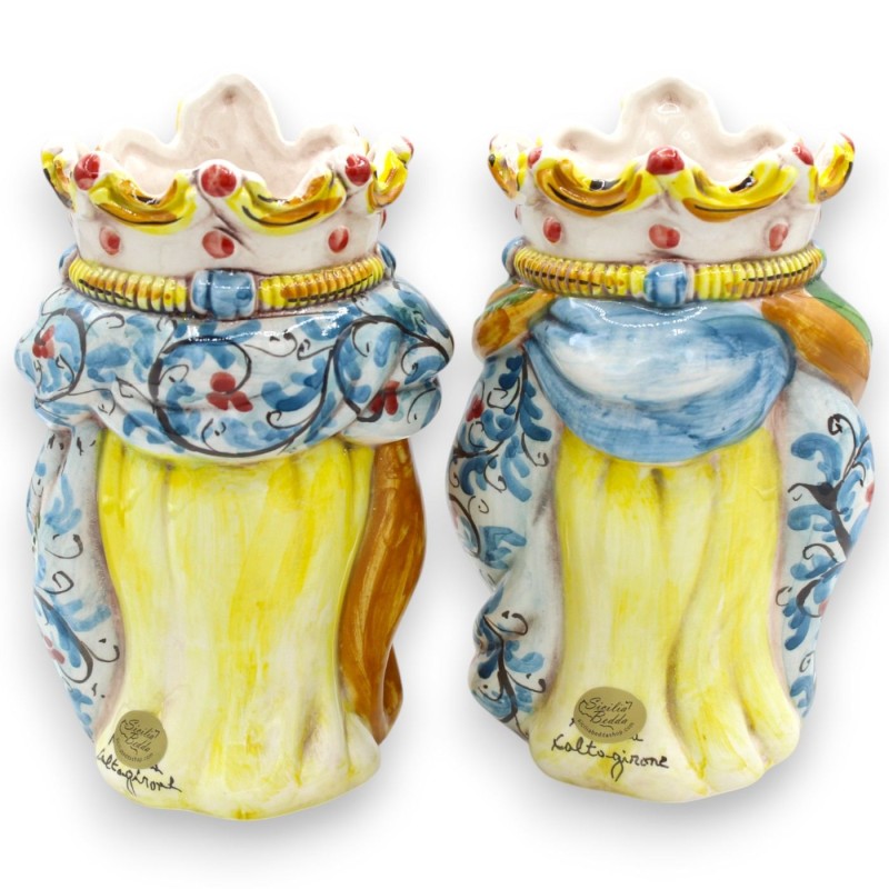 Têtes mauresques normandes siciliennes (paire) d'environ 18 cm de haut, céramique de Caltagirone MD15 - 