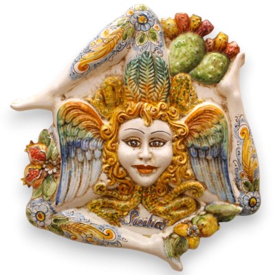 Riesige Trinacria aus Caltagirone-Keramik, ca. 62 cm hoch, Modell mit MD2-Frucht. - 