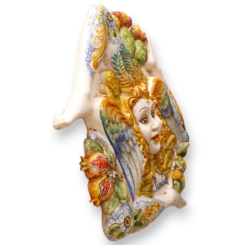 Riesige Trinacria aus Caltagirone-Keramik, ca. 62 cm hoch, Modell mit MD2-Frucht. - 