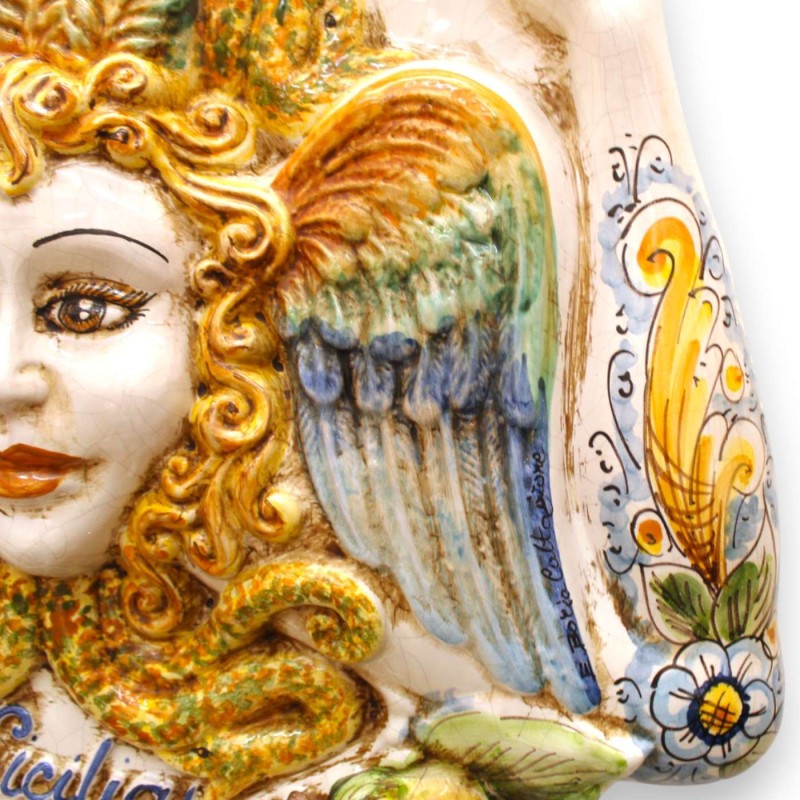 Riesige Trinacria aus Caltagirone-Keramik, ca. 62 cm hoch, Modell mit MD2-Frucht. - 