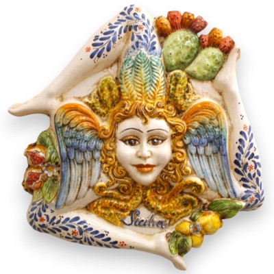 Riesige Trinacria aus Caltagirone-Keramik, ca. 62 cm hoch, Modell mit MD3-Frucht. - 