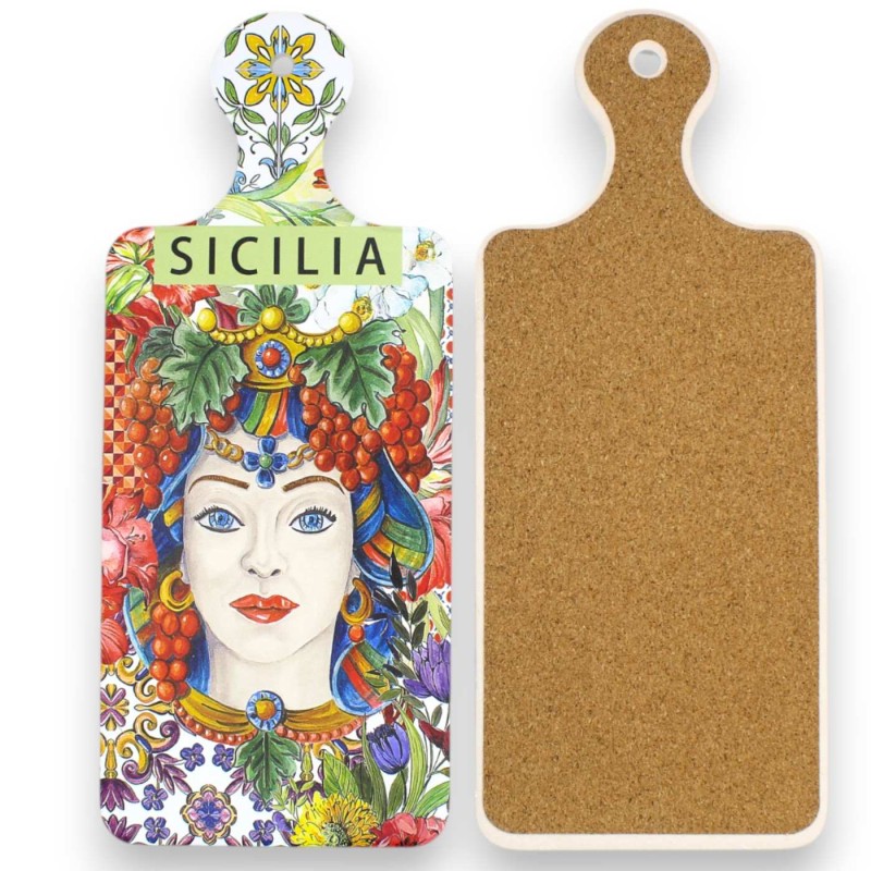 Ceramic cutting board with non-slip cork layer, h 29 x l 12 cm approx. (1pc) With 3 Decor Options - 