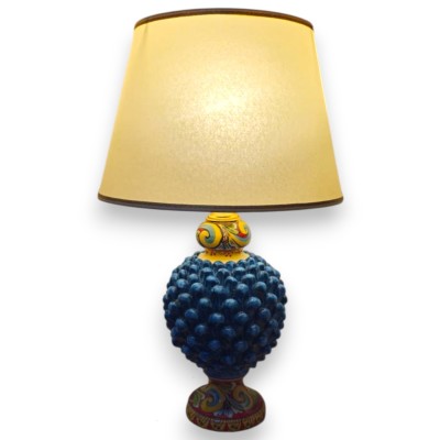 Caltagirone keramisk lampa i tallkotte, ca 50 x 30 cm. Antikblå, flerfärgad fot och mångdekoration. - 