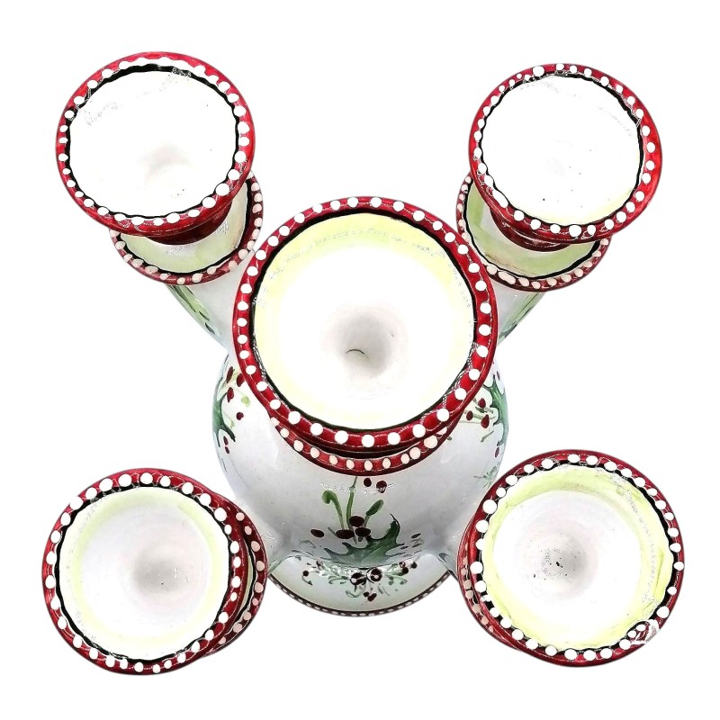 Candlestick with 5 burners in fine Sicilian ceramic with Christmas decoration - Dimensions h35x20 cm - 