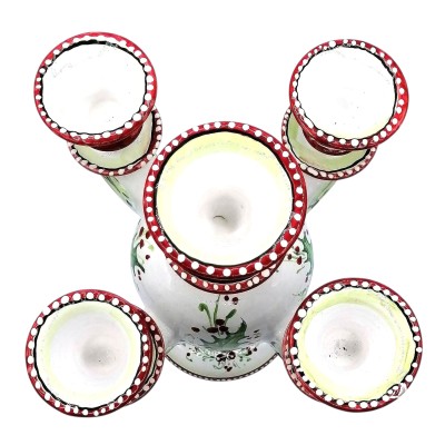 Candélabre à 5 feux en céramique fine sicilienne avec décoration de Noël - Dimensions h35x20 cm - 